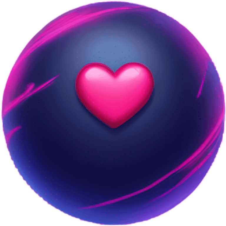 Neon pink planet with glowing rings and hearts  emoji