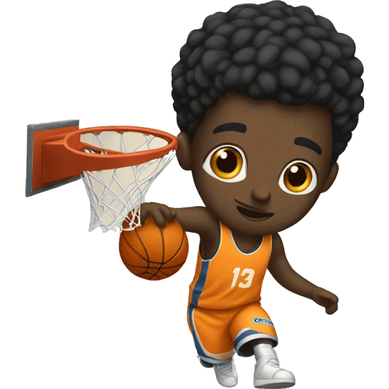 black asian tall boy plays a basketball  emoji