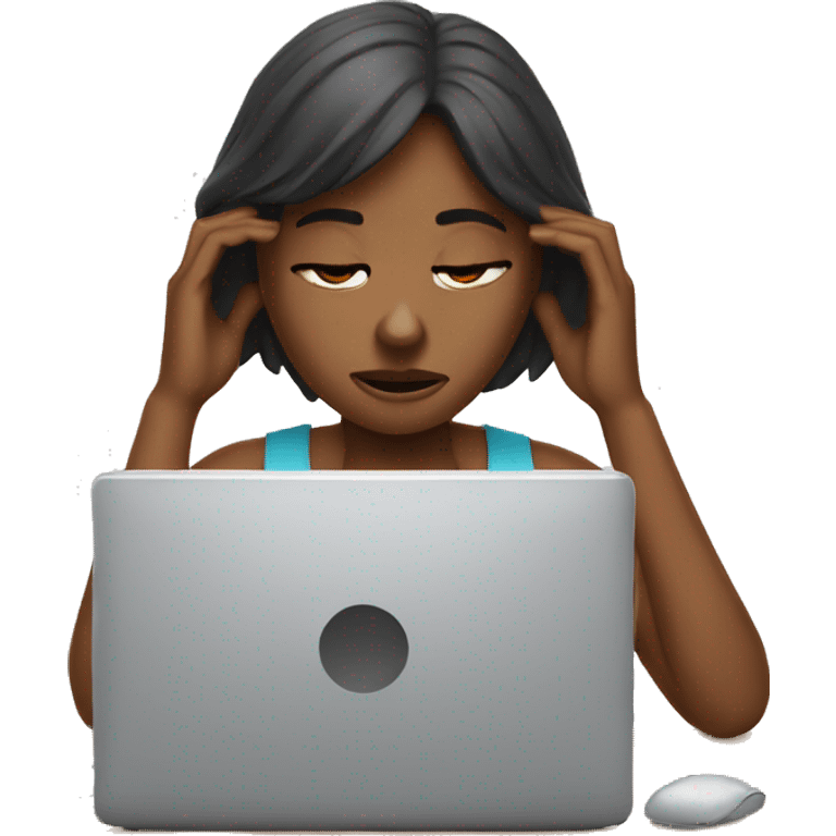 Girl on computer and exhausted  emoji