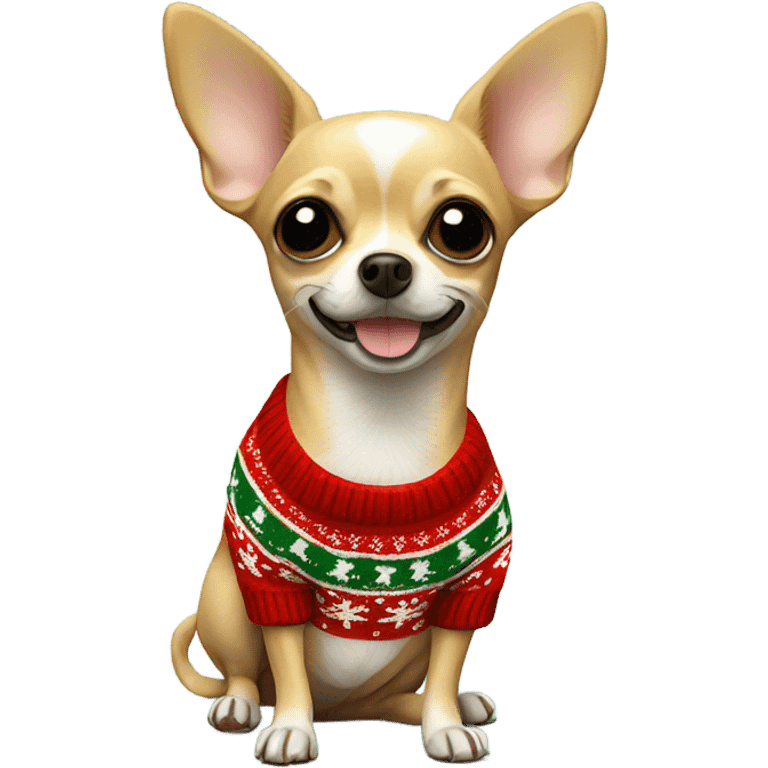 Chihuahua with Christmas sweater emoji