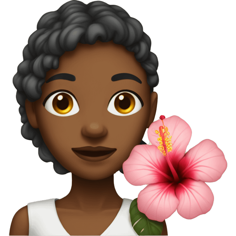 Island girl with hibiscus flower  emoji