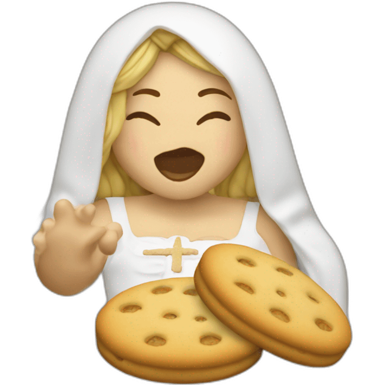 Madonna qui mange un biscuits emoji