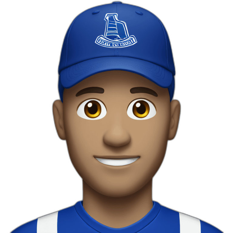 Male Everton fan with Everton hat emoji