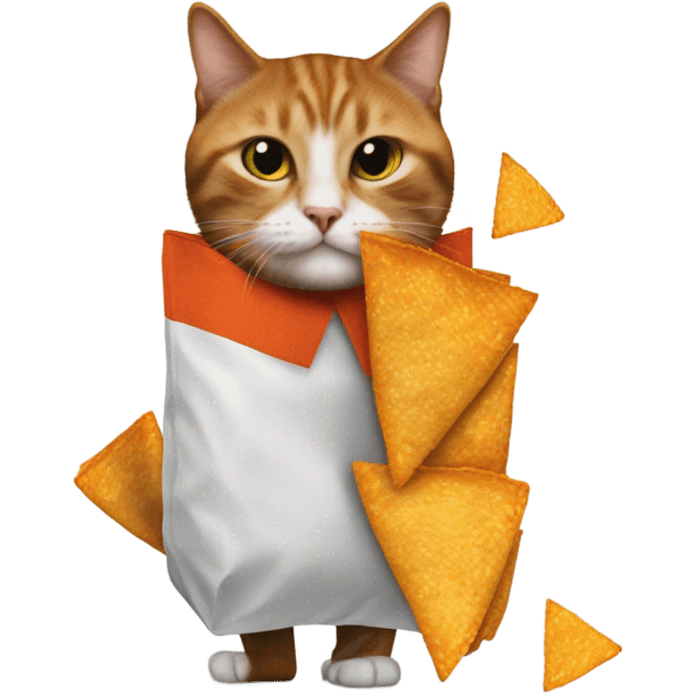 cat with human legs and a bag of doritos emoji