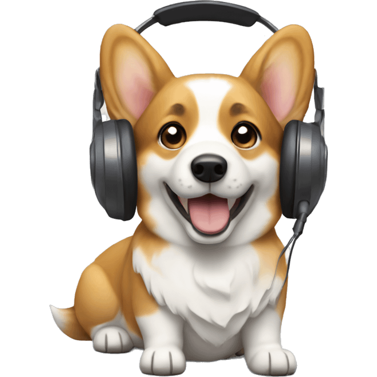 corgi with heaphone emoji