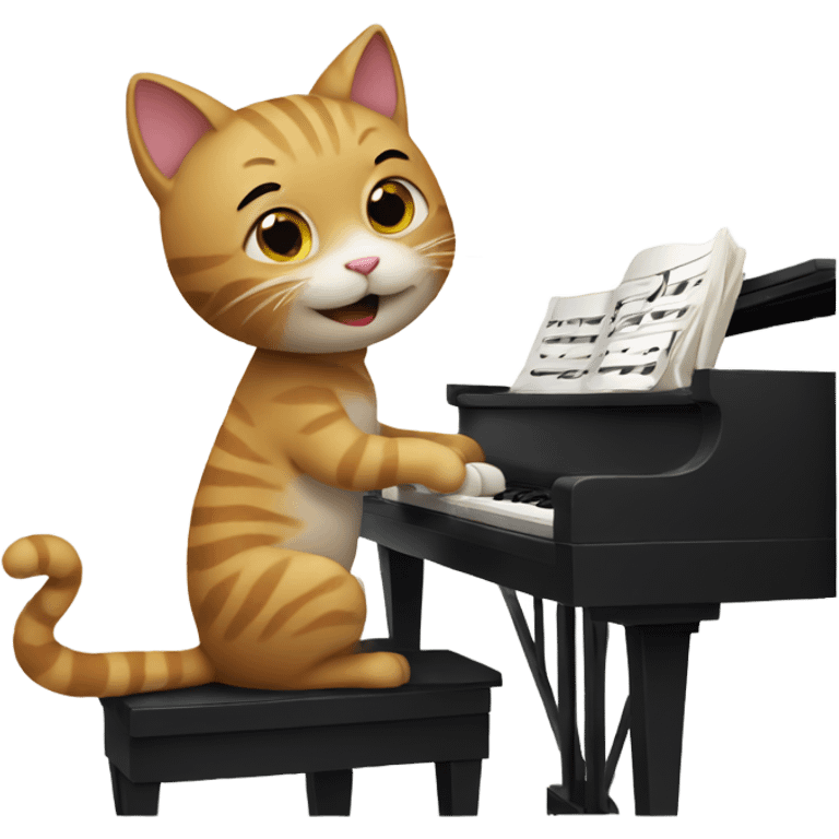 Cat playing piano emoji