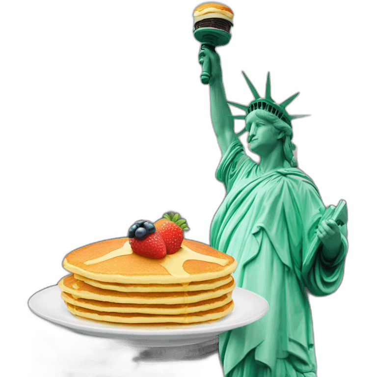 Statue of liberty  holding a pancake emoji