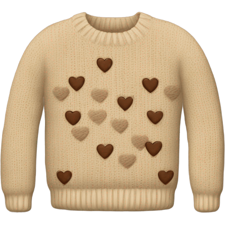 knitted beige sweater with brown hearts  emoji