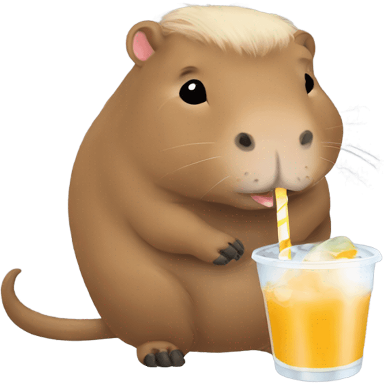 Capybara drinking boba emoji