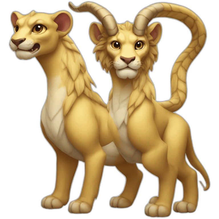 three headed chimera snake lion goat one body emoji