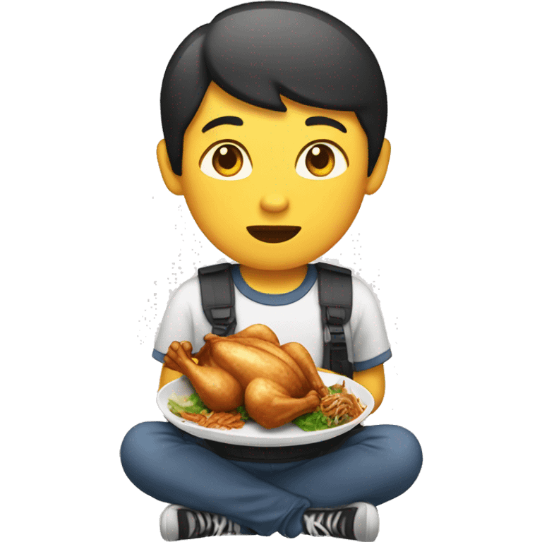 Asian eating chicken emoji