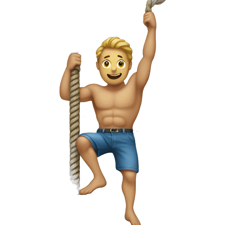 men standing behind the pole with swinging rope emoji