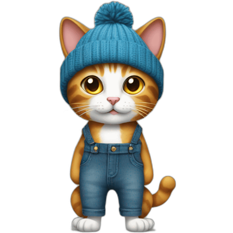 hackney cat with trousers and beanie emoji