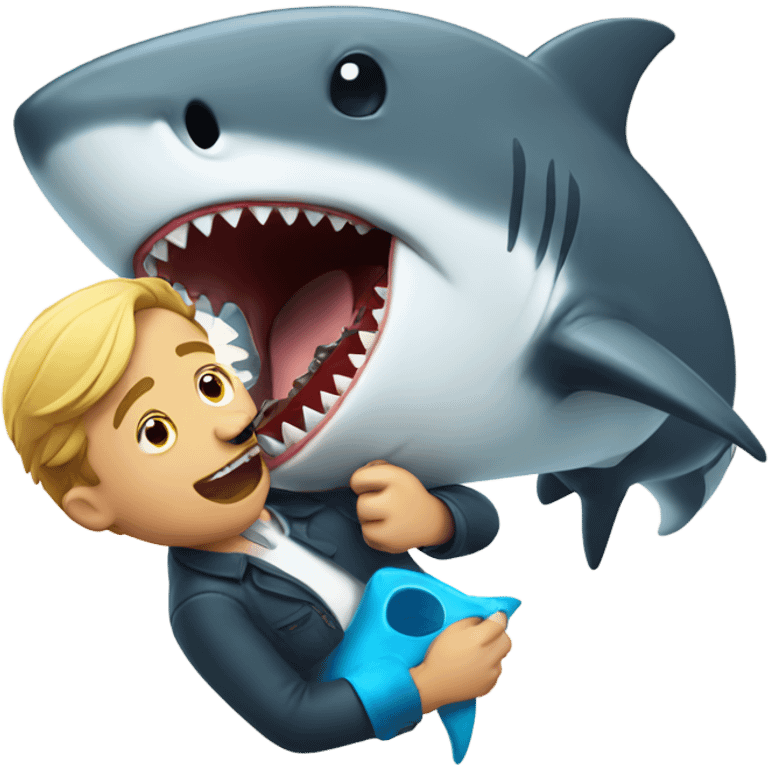 Man being eaten by a shark emoji