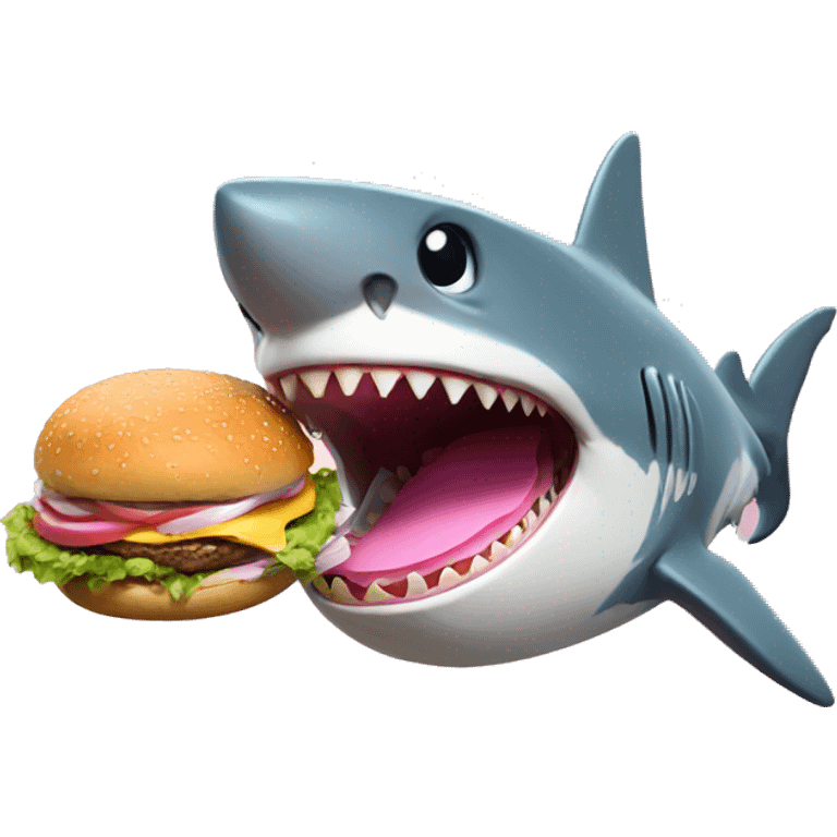 shark eating burger pink emoji