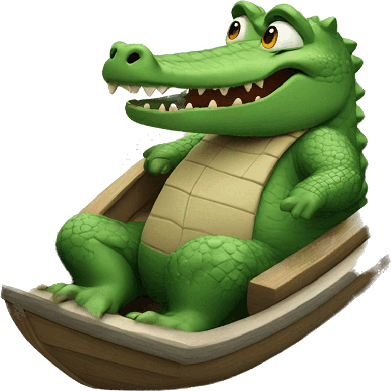 Crocodile driving a boat emoji