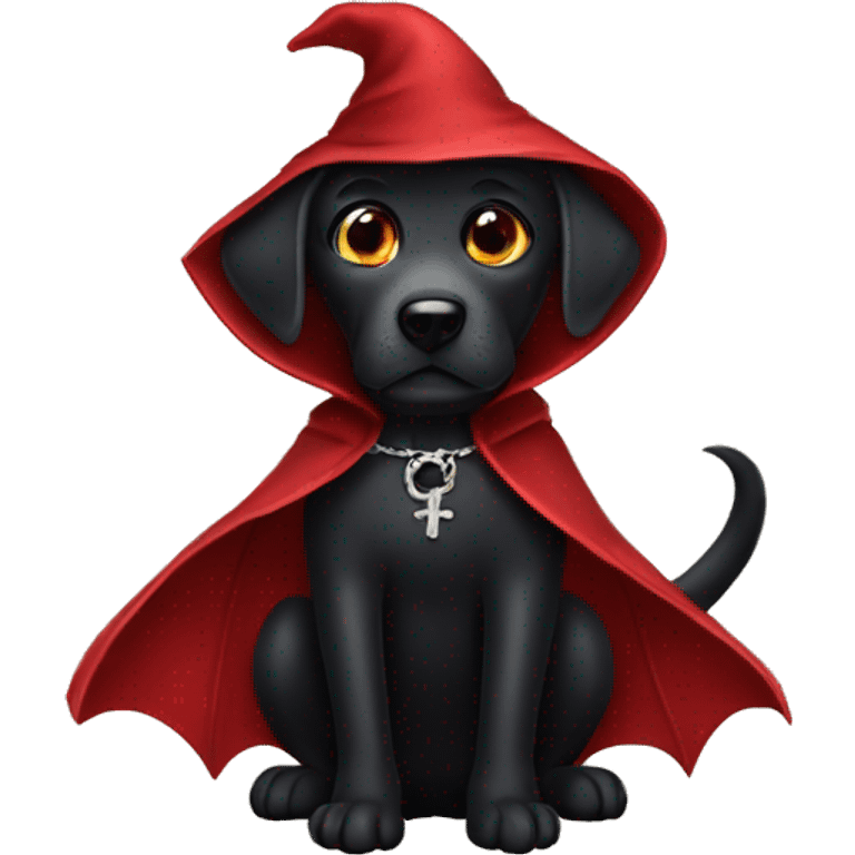 Black labrador dressed as a vampire  emoji