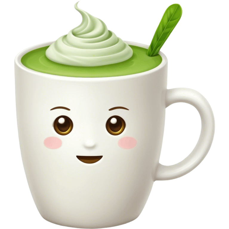 realistic Matcha latte in white mug emoji