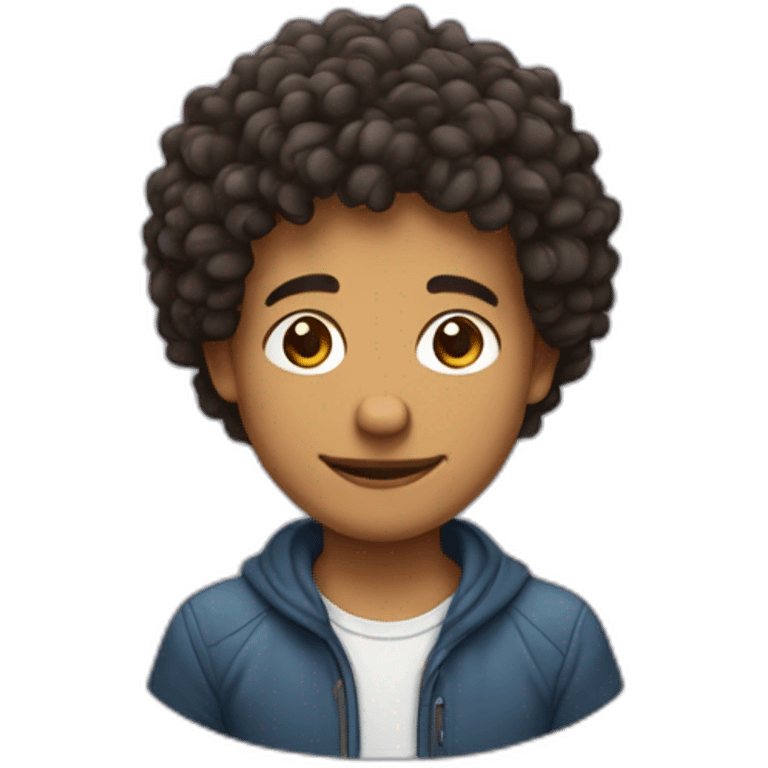 Garçon qui sourit avec les cheveux bouclés emoji