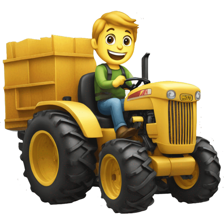 a happy person driving giant tractor emoji