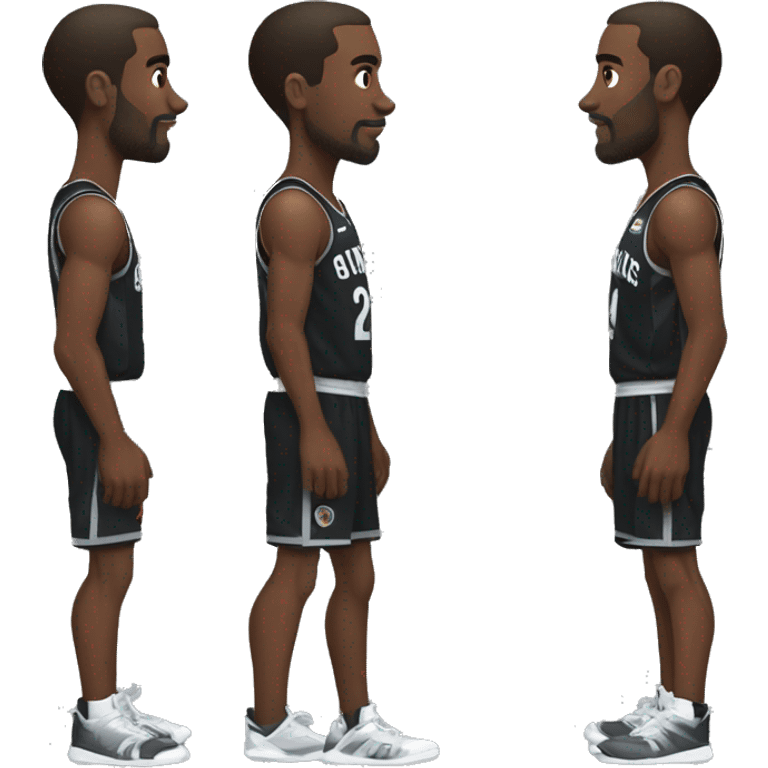 Basketball player in black jersey and black shorts with a a black leg sleeve that covers his entire left leg emoji