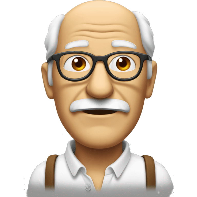 white old man with smoking pipe, glasses on forehead emoji