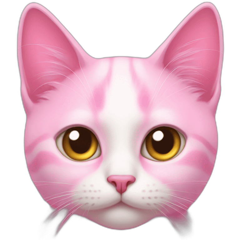 the cat is pink, and there are two hearts in its eyes emoji