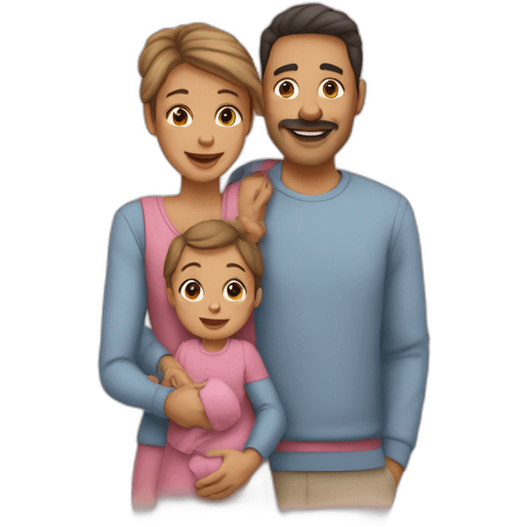 Une famille avec 2 enfants et un bébé  emoji