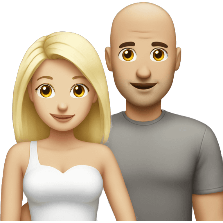 Bald guy with blonde girl couple  emoji