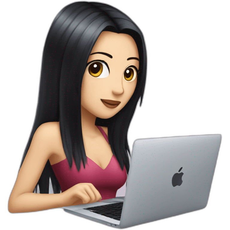 nico robin  with a macbook emoji