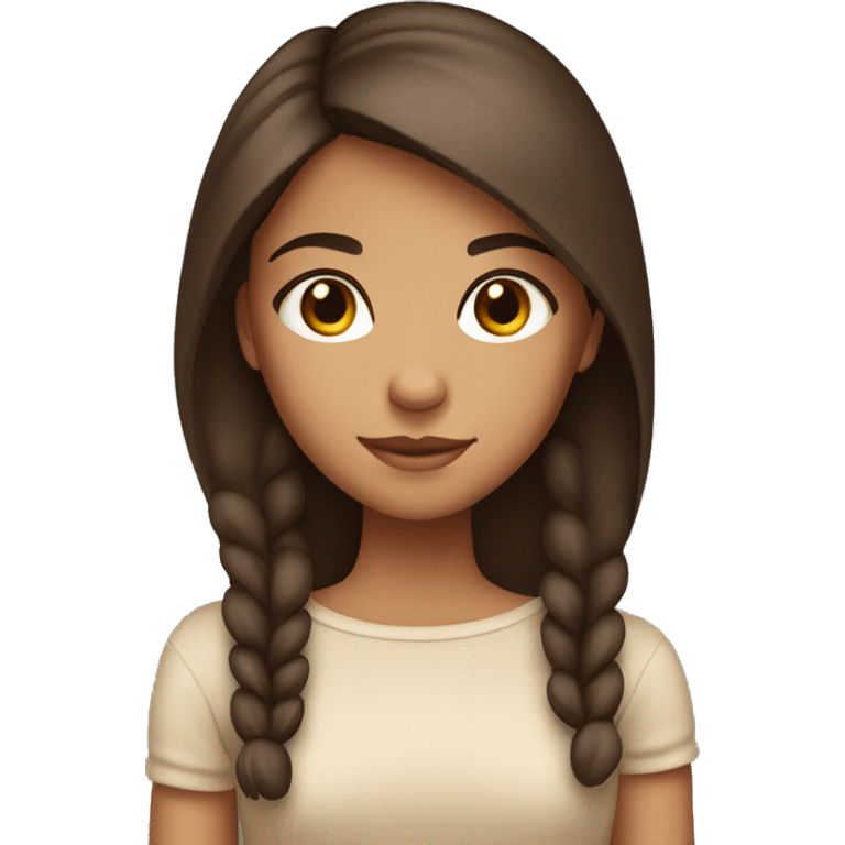 Cozy brunette girl with brown eyes and tan skin with straight hair emoji