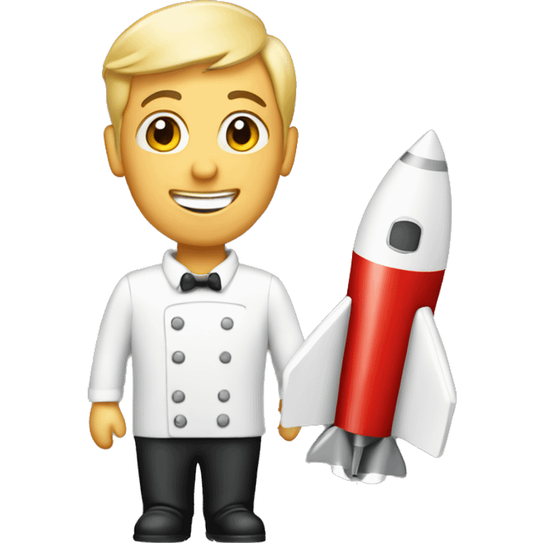 waiter with a rocket on his tray emoji