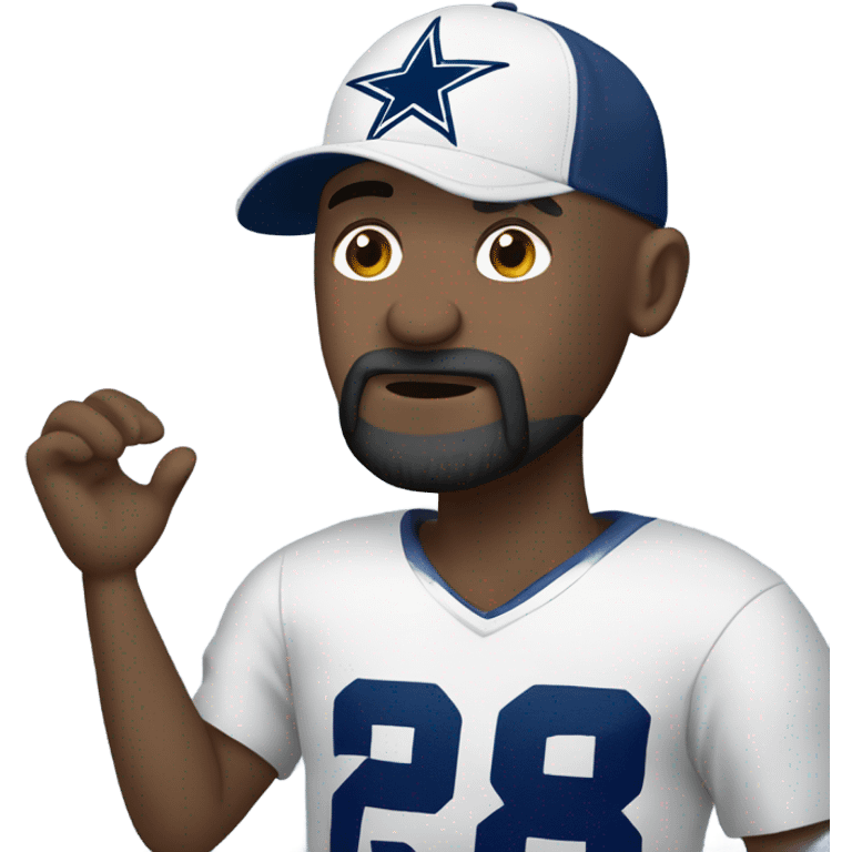 Bald white male with dark brown beard. He is holding dark blue Dallas Cowboys hat. He’s crying because he’s ashamed of being bald  emoji