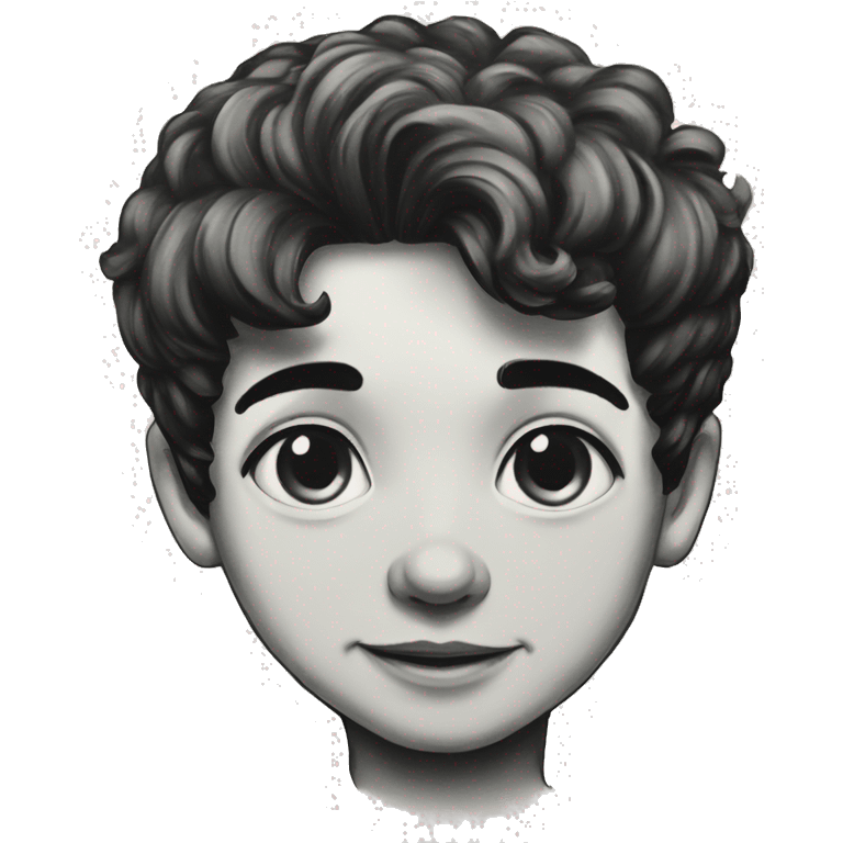 portrait of a black-haired boy inked emoji