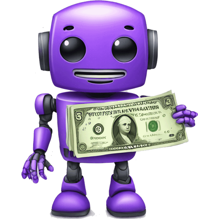 purple robot with money emoji