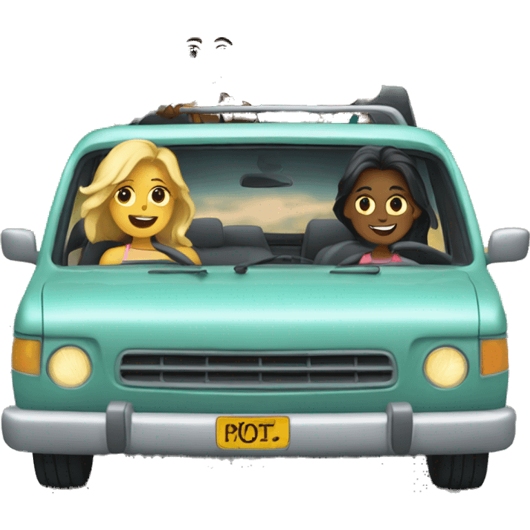 2 girls and 2 guys on a road trip emoji