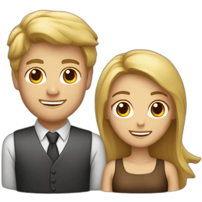 Homme blond et femme brune dans box emoji