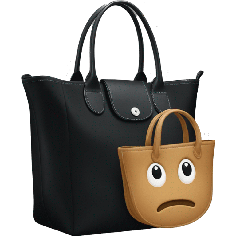 black longchamp tote bag emoji