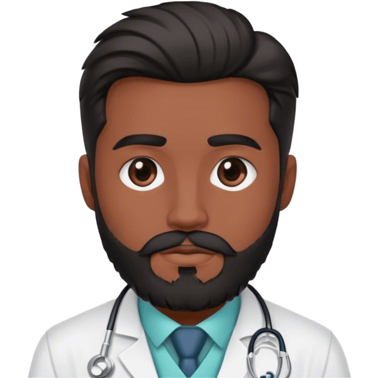 Doctor joven con barba negra y cabello estilo fade color negro con anteojos rectangulos  emoji