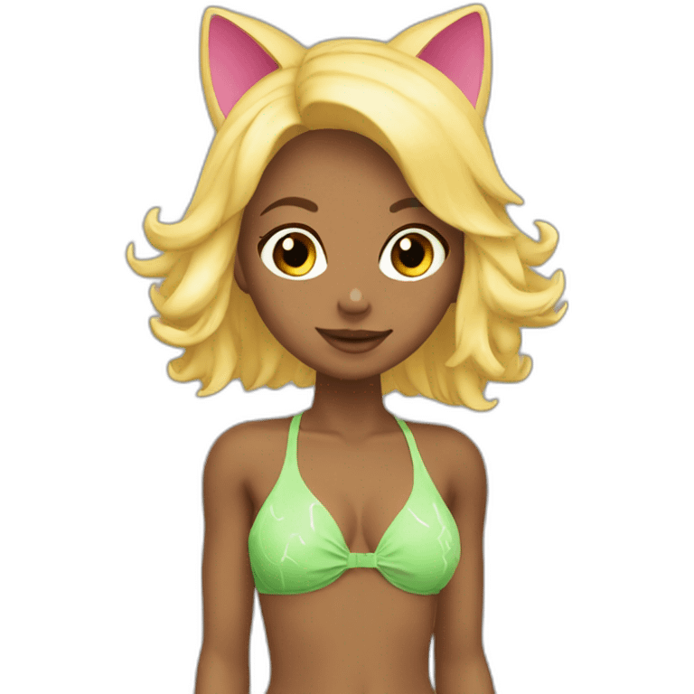 hot catgirl blonde swim suit emoji