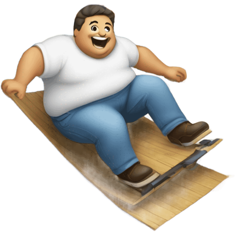 Fat guy on crazy carpet emoji