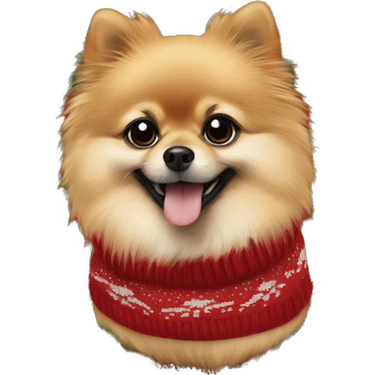 Pomeranian with christmas sweater  emoji