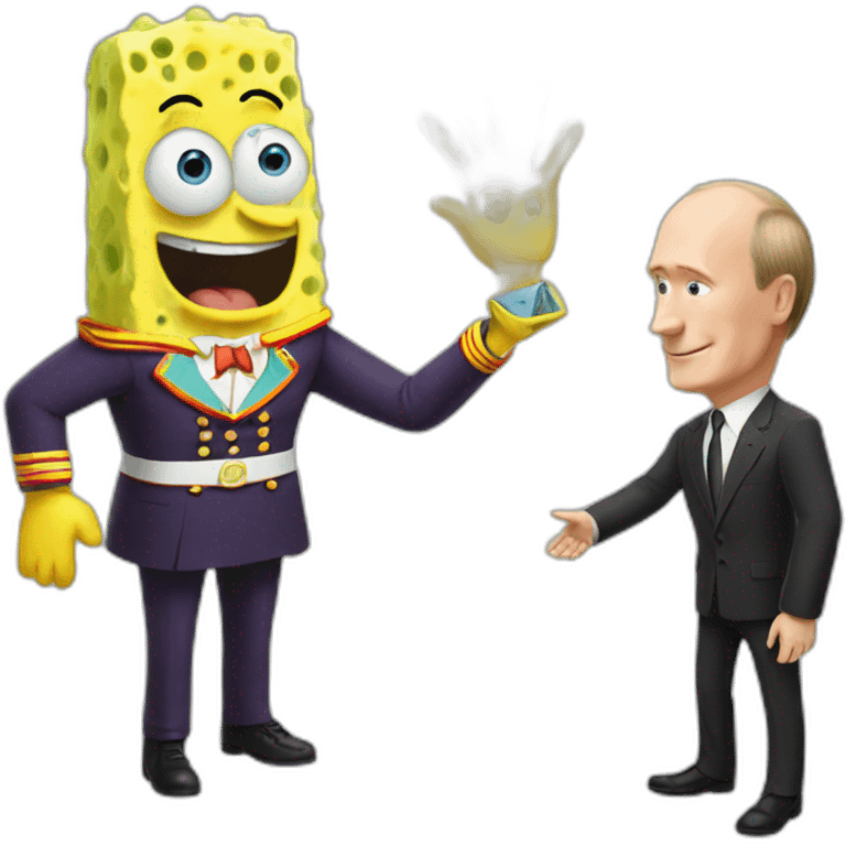 Putin handshake with spongebob emoji