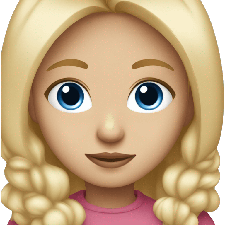 Blonde girl blue eyes holding spitz  emoji