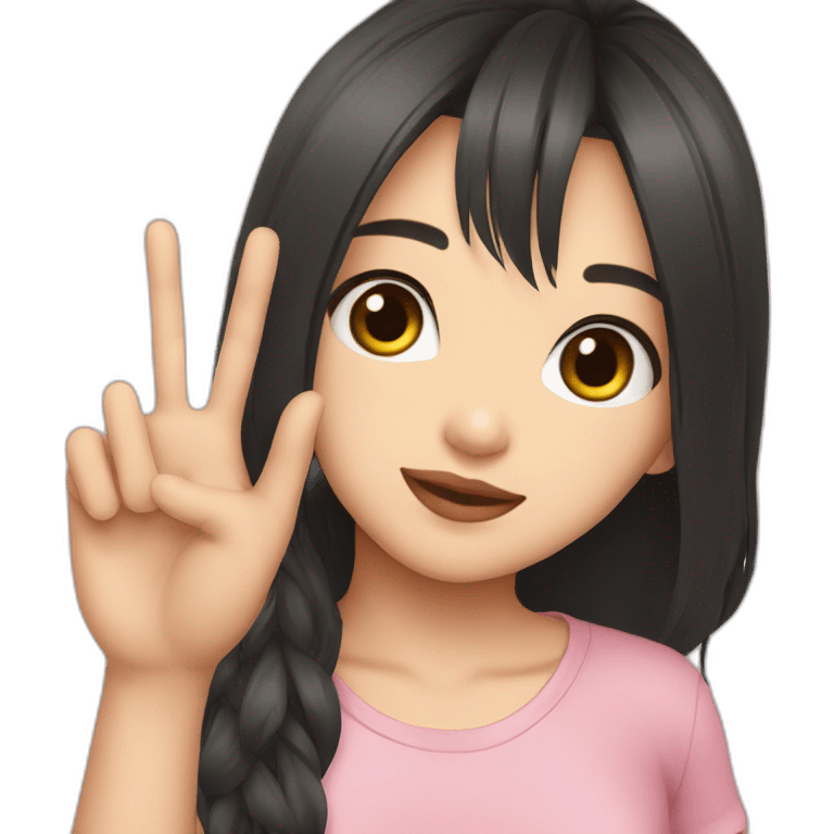 peace sign cute girl asian emoji