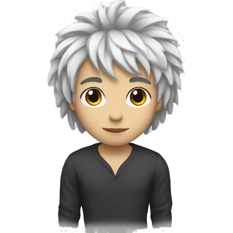 black shaggy hair white skin emoji