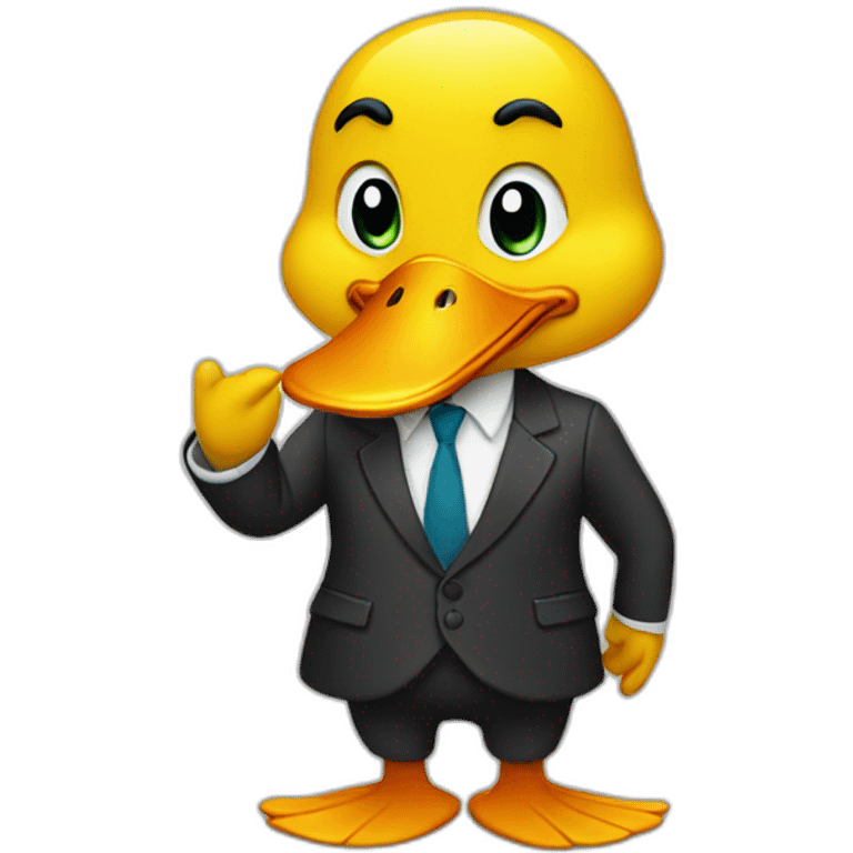 A duck in Business suite emoji