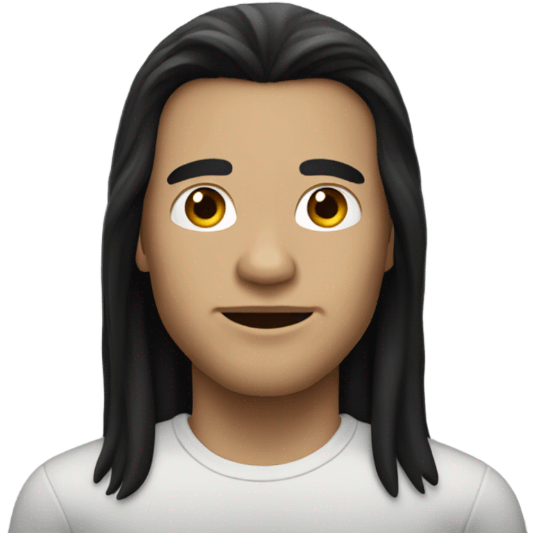 A man with long black hair and light skin. emoji