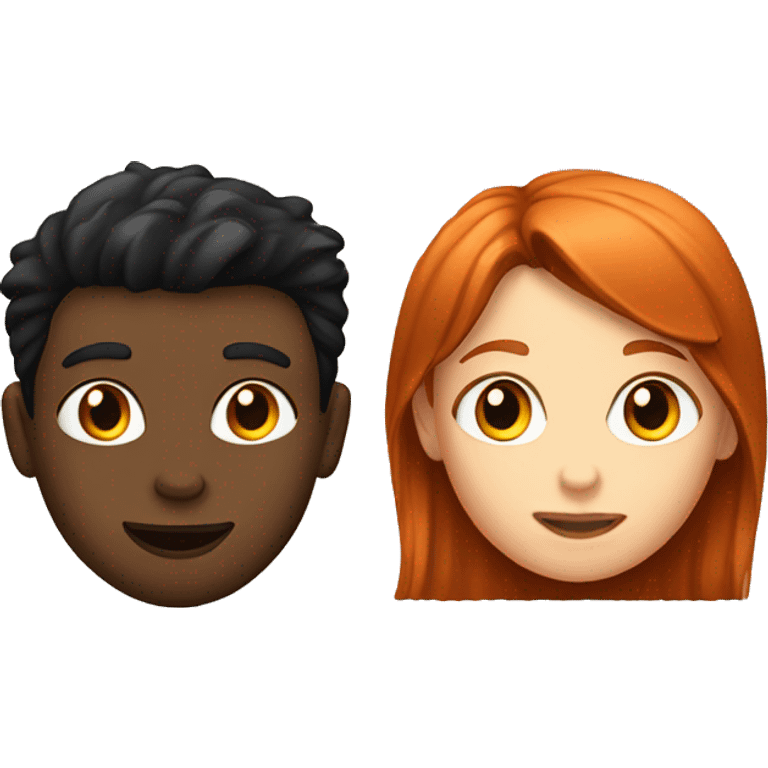 "Emoji of a red-haired girl and a black-haired, fair-skinned boy sitting on the ground." emoji