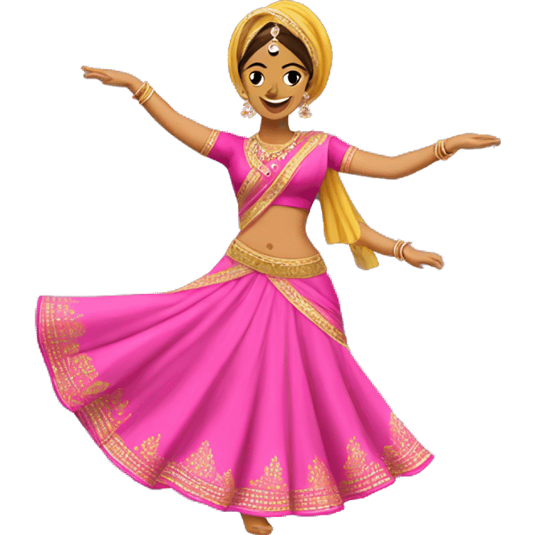 female bhangra dancer in  pink lengha  emoji